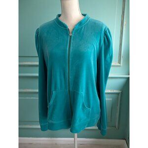 LILLY PULITZER Teal Velour Jacket Size XL